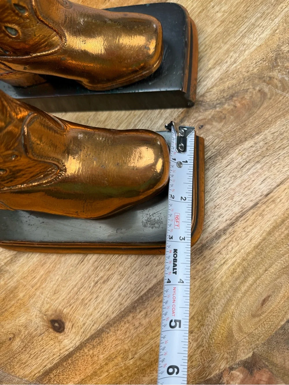 Vintage Copper Cowboy Boot Bookends Rustic Western Ranch Decor Pair